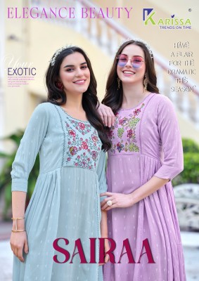 Sairaa by Karissa reyon wrinkle embroidered work kurti catalogue at affordable rate Karissa 