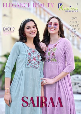 Sairaa by Karissa reyon wrinkle embroidered work kurti catalogue at affordable rate kurtis catalogs