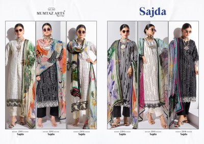 Sajda by Mumtaz Arts Pure Jam digital printed embroidered unstitched suit collection at low price dress material catalogs