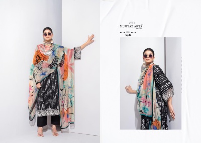 Sajda by Mumtaz Arts Pure Jam digital printed embroidered unstitched suit collection at low price dress material catalogs