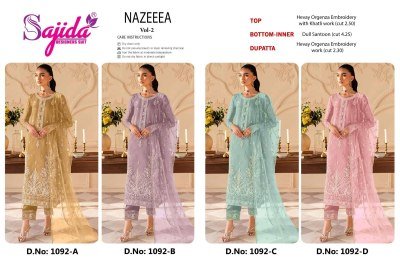 Sajida Designer Nazeeeza Vol 2 Pakistani Dress Material Wholesale  pakistani suit catalogs