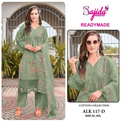 Sajida Designer Suit 117 Pure Camric Cotton Kurti Pant Embroidered And Kota Checks Work Latkan Dupatta Wholesale kurtis catalogs