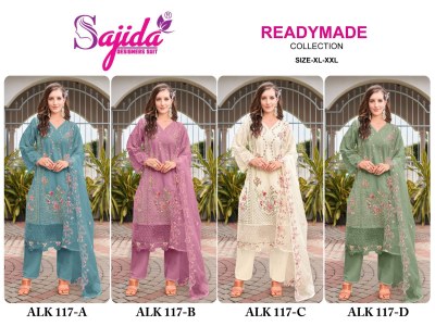 Sajida Designer Suit 117 Pure Camric Cotton Kurti Pant Embroidered And Kota Checks Work Latkan Dupatta Wholesale kurtis catalogs