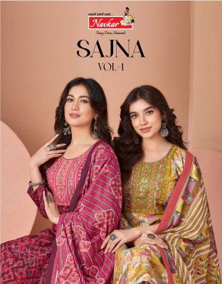 Sajna vol 1 by Navkar Cotton Cambric Printed Kurti pant and dupatta catalogue at low rate Navkar Kurti