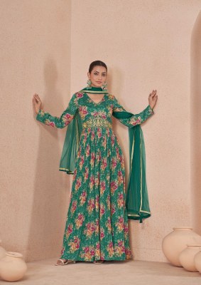 7468 B by Gulkayra designer elegance printed long gown catalogue  gown catalogs