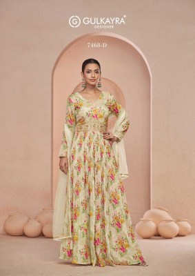 7468 B by Gulkayra designer elegance printed long gown catalogue  gown catalogs