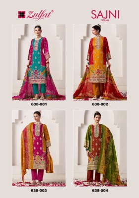 Sajni vol 6 by Zulfat Pure Jam Cotton unstitched dress collection in affordable rate  dress material catalogs
