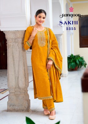 Sakhi by Rangoon Fancy embroidered kurti pant and dupatta catalogue at amaviexpo readymade suit catalogs