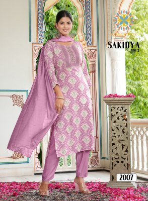 Sakhiya vol 2 by Passion tree heavy reyon procian foil printed readymade suit catalogue at affordable rate readymade suit catalogs