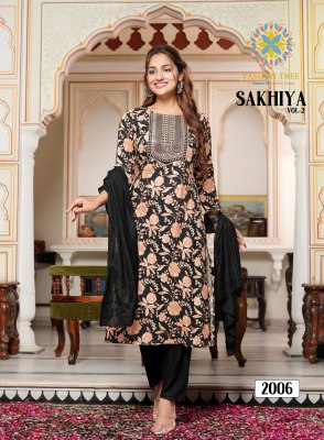 Sakhiya vol 2 by Passion tree heavy reyon procian foil printed readymade suit catalogue at affordable rate readymade suit catalogs