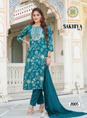 Sakhiya vol 2 by Passion tree heavy reyon procian foil printed readymade suit catalogue at affordable rate readymade suit catalogs