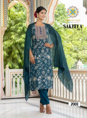 Sakhiya vol 2 by Passion tree heavy reyon procian foil printed readymade suit catalogue at affordable rate readymade suit catalogs