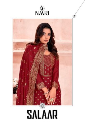 Salaar by Naari pure muslin jaquacard top bottom and dupatta dress material catalogue at affordable rate salwar kameez catalogs