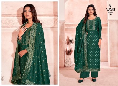 Salaar by Naari pure muslin jaquacard top bottom and dupatta dress material catalogue at affordable rate salwar kameez catalogs