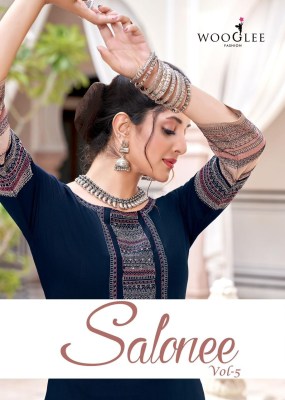 Salonee vol 5 by Wooglee heavy reyon printed embroidered kurti catalogue at low rate kurtis catalogs