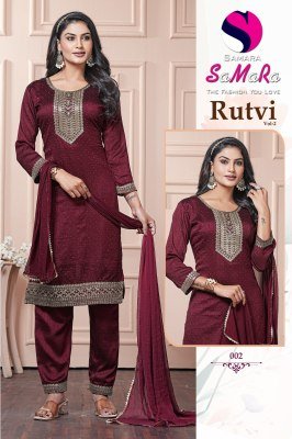 Samara Rutvi Vol 2 Vichitra Silk SiroSki Diamond Embroidered Suit Set Wholesale Women Ethnic Wear readymade suit catalogs
