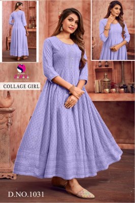 Samara by College girl fancy reyon shiffli work long kurti catalogue at low rate kurtis catalogs