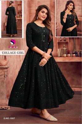 Samara by College girl fancy reyon shiffli work long kurti catalogue at low rate kurtis catalogs