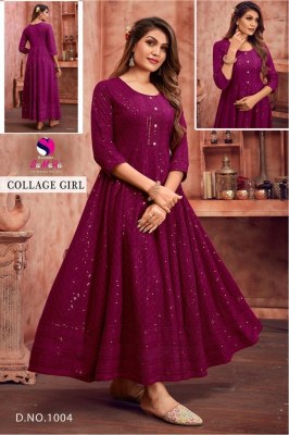 Samara by College girl fancy reyon shiffli work long kurti catalogue at low rate kurtis catalogs