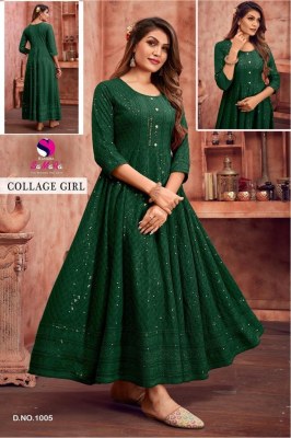 Samara by College girl fancy reyon shiffli work long kurti catalogue at low rate kurtis catalogs
