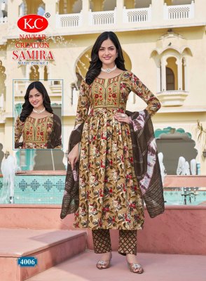 Samira vol 4 by Navkar K C reyon foil printed Best Quality top bottom and dupatta collection at amavi expo readymade suit catalogs