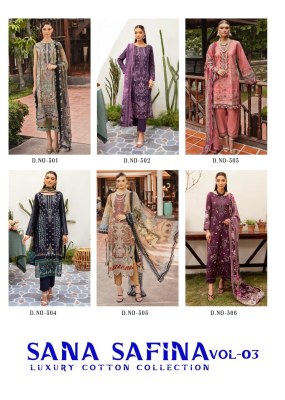 Sana safina vol 3 present heavy pure cotton fancy dress material catalogue  salwar kameez catalogs