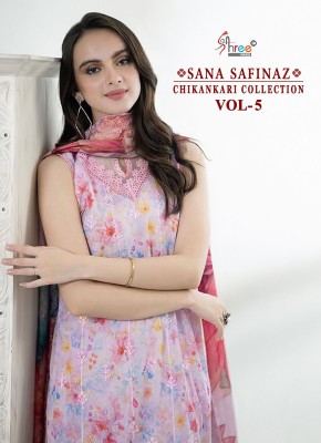 Sana safinaz chikankari collection vol 05 by shree fab unstitched suit catalogue Shree fab