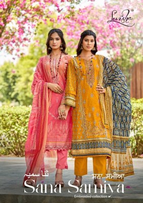 Sana samiya by Levisha cambric cotton printed unstitched dress material catalogue at affordable rate dress material catalogs