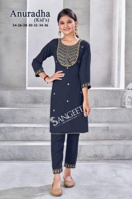 Sangeet Anuradha Kids Wear Top And Pant Set Bombay Viscose Rayon with Gold Embroidery And Sequence Work Wholesale kurtis catalogs