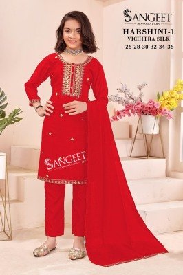 Sangeet Harshini 1 Vichitra Blooming Silk Lined Top with Heavy Embroidery and Matching Pant Dupatta Wholesale kurtis catalogs