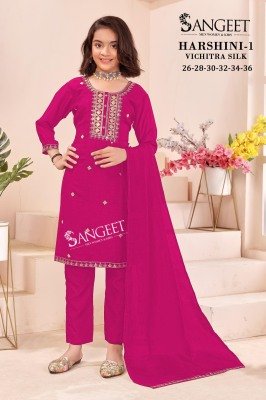 Sangeet Harshini 1 Vichitra Blooming Silk Lined Top with Heavy Embroidery and Matching Pant Dupatta Wholesale kurtis catalogs
