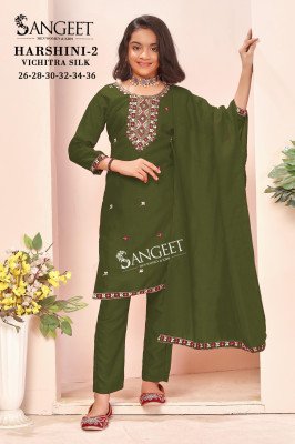 Sangeet Harshini 2 Festive Wear Vichitra Blooming Silk Embroidered Top Pant Dupatta Wholesale kurtis catalogs