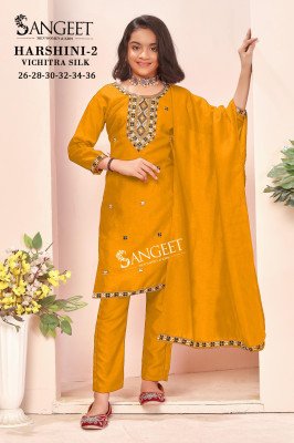 Sangeet Harshini 2 Festive Wear Vichitra Blooming Silk Embroidered Top Pant Dupatta Wholesale kurtis catalogs