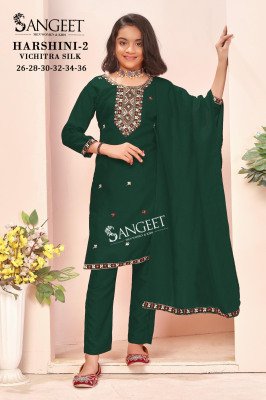 Sangeet Harshini 2 Festive Wear Vichitra Blooming Silk Embroidered Top Pant Dupatta Wholesale kurtis catalogs