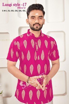 Sangeet Lungi Style Vol 17 Men s Kurta Heavy Rayon Fabric with Gold Print  Multiple Sizes Wholesale mens kurta