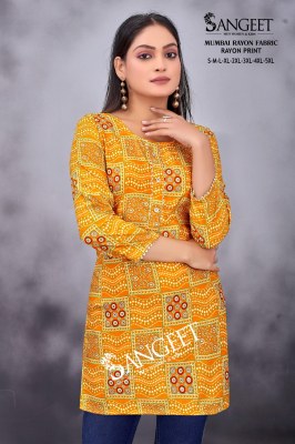 Sangeet present Mumbai reyon printed short western top collection at affordable rate western wear catalogs