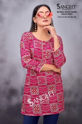 Sangeet present Mumbai reyon printed short western top collection at affordable rate western wear catalogs