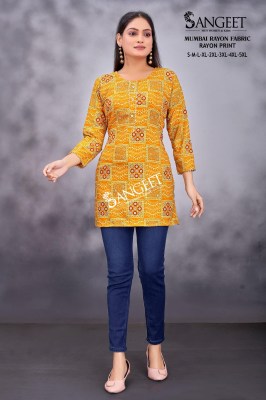 Sangeet present Mumbai reyon printed short western top collection at affordable rate western wear catalogs