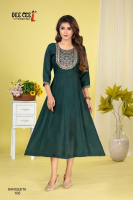 Sangeeta by Deecee Flared Long embroidered flair kurti catalogue at affordable rate kurtis catalogs