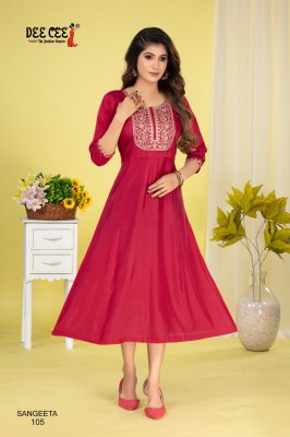 Sangeeta by Deecee Flared Long embroidered flair kurti catalogue at affordable rate kurtis catalogs