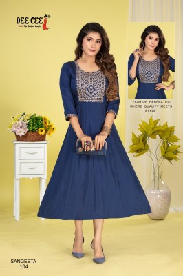 Sangeeta by Deecee Flared Long embroidered flair kurti catalogue at affordable rate kurtis catalogs
