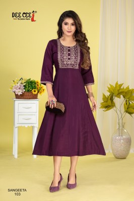 Sangeeta by Deecee Flared Long embroidered flair kurti catalogue at affordable rate kurtis catalogs