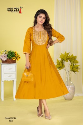 Sangeeta by Deecee Flared Long embroidered flair kurti catalogue at affordable rate kurtis catalogs
