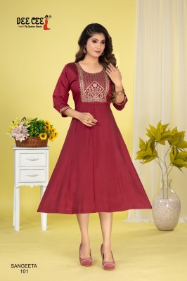 Sangeeta by Deecee Flared Long embroidered flair kurti catalogue at affordable rate kurtis catalogs