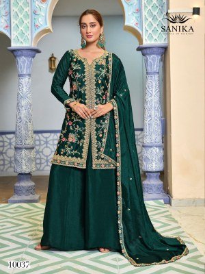 Sanika Fashion Jiya Premium Chinon Silk Handwork Suit  And Plazo readymade suit catalogs