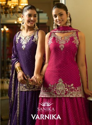 Sanika Fashion Varnika Premium Georgette Silk Heavy Embroidered Lehenga Set Wholesale readymade suit catalogs