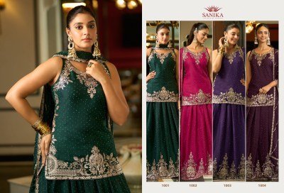 Sanika Fashion Varnika Premium Georgette Silk Heavy Embroidered Lehenga Set Wholesale readymade suit catalogs
