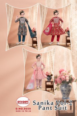 Sanika vol 2 present 8659 modal printed flared girls kurti bottom and dupatta catalogue readymade suit catalogs
