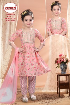 Sanika vol 2 present 8659 modal printed flared girls kurti bottom and dupatta catalogue readymade suit catalogs
