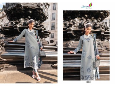 Saniya Trendz by Noorchikankari vol 13 embroidered unstitched Pakistani suit catalogue at low rate pakistani suit catalogs